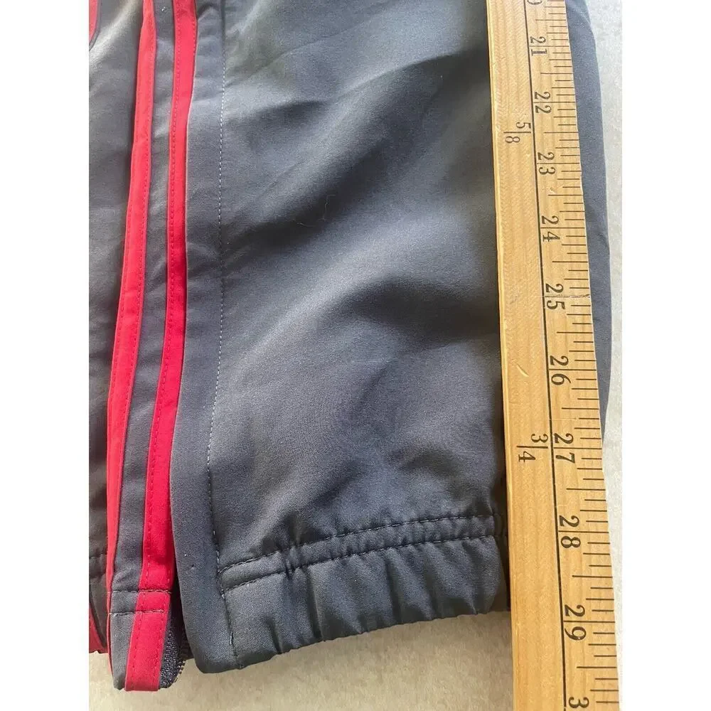 Adidas Mens Size Small Samson Track Pants Black Red Stripes Zip Leg Joggers
